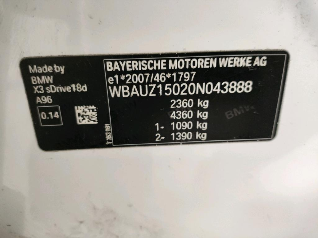 BMW X3 DIESEL - 2018 2.0 dA sDrive18 AdBlue photo